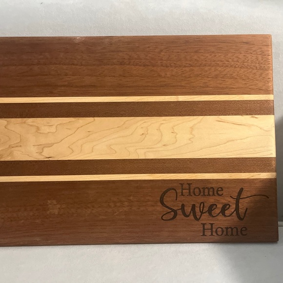 Handcrafted Wood Cutting Board - “Home Sweet Home” – Maple & Mahogany - Picture 13 of 14